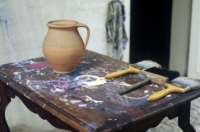 In his studio